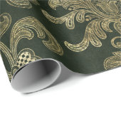 Vintages Grün & Gold Imitate Blumenweihnachtskuche Geschenkpapier (Rolleneckpunkt)