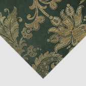Vintages Grün & Gold Imitate Blumenweihnachtskuche Seidenpapier (Detail)