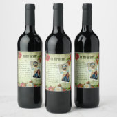 Vintages Grün-Holz-Blumenromantik-Liebe Weinetikett (Flaschen)