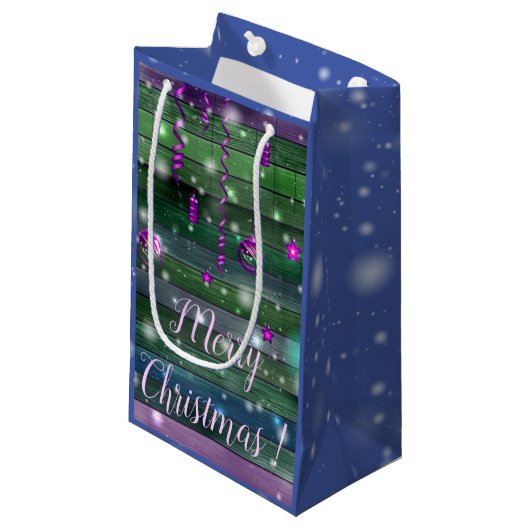 Vintages Grün Kleine Geschenktüte (Vorderseite Schrägansicht)