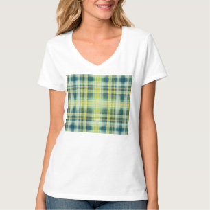 Vintages, grün-orangefarbenes, beängstigendes kari T-Shirt