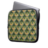 Vintages, grün-orangefarbenes Muster Laptopschutzhülle (Vorderseite Links)