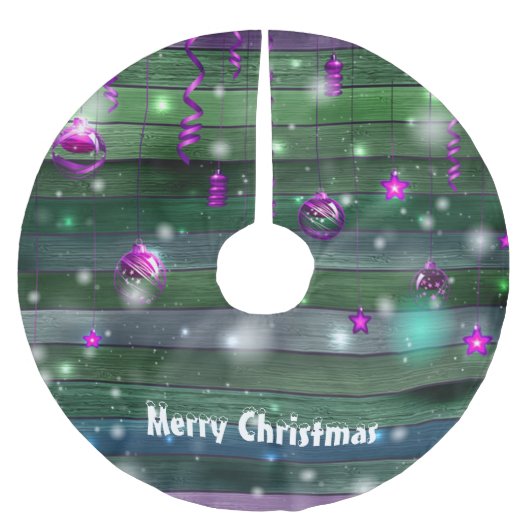 Vintages Grün Polyester Weihnachtsbaumdecke (Vorderseite)