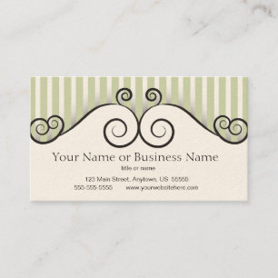 Vintages Grün Striped mit Wirbels-Geschäfts-Kart Visitenkarte