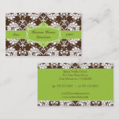 Vintages Grün und Brown-Damast-Geschäfts-Karte Visitenkarte (Vorne/Hinten)