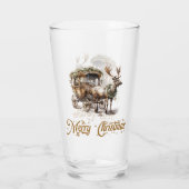 Vintages Grün und goldenes Weihnachtsfest Glas (Rückseite)