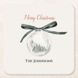 Vintages Grün und Weiß Weihnachtsball Untersetzer