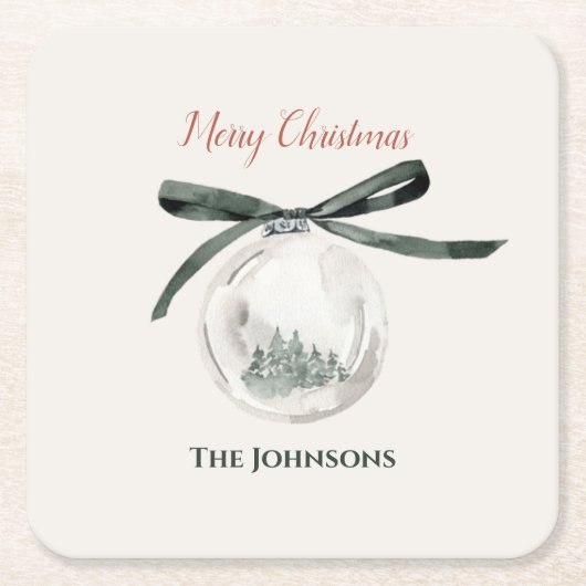 Vintages Grün und Weiß Weihnachtsball Untersetzer (Vorderseite)