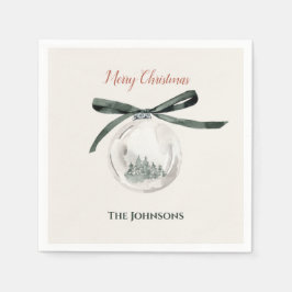 Vintages Grün und Weiß Weihnachtsball Untersetzer Serviette