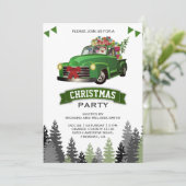 Vintages Grüner LKW Party Einladung (Stehend Vorderseite)
