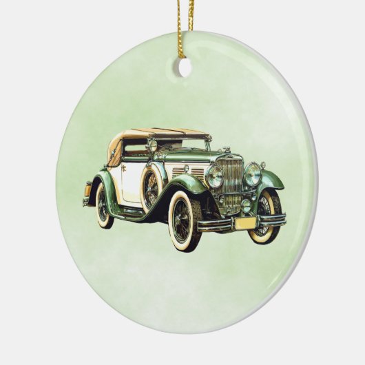 Vintages grünes Auto Keramik Ornament (Links)