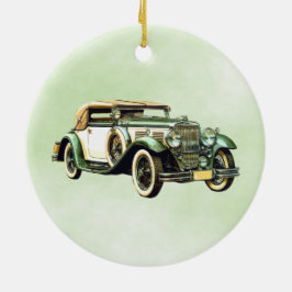 Vintages grünes Auto Keramik Ornament