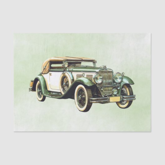 Vintages grünes Auto Seidenpapier (Vorderseite)