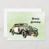 Vintages grünes Auto Wasserfarbe Geburtstag Postkarte (Vorne/Hinten)