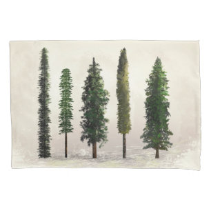 Vintages grünes Bäume des Waldes rustikales Woodsy Kissenbezug