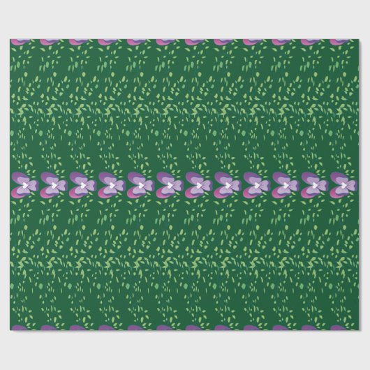 Vintages Grünes Blumenmuster Geschenkpapier (Flach)