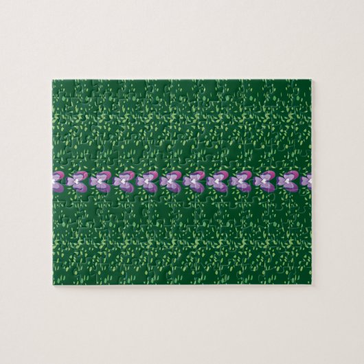 Vintages Grünes Blumenmuster Puzzle (Horizontal)