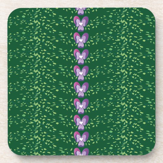 Vintages Grünes Blumenmuster Untersetzer (Vorderseite)