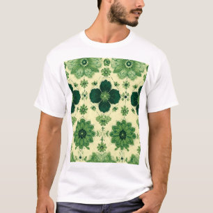 Vintages grünes botanisches Blumenmuster T-Shirt