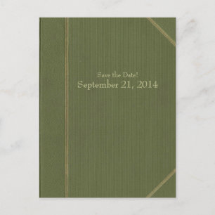 Vintages grünes Buch Save the Date Ankündigungspostkarte