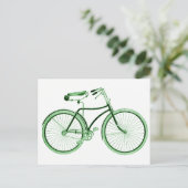 Vintages grünes Fahrrad Postkarte (Stehend Vorderseite)