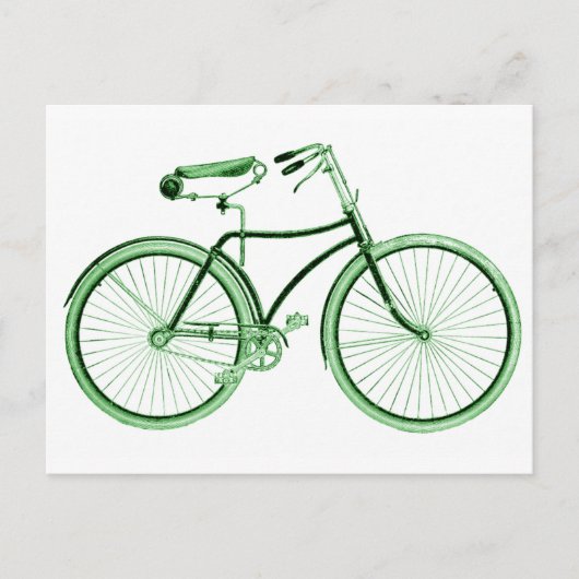 Vintages grünes Fahrrad Postkarte (Vorderseite)