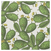 Vintages grünes gelbes Blumenkaktus-Muster Stoff (Muster)