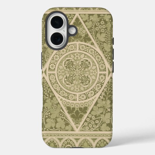 Vintages Grünes Jugendstil-Blumenmuster Case-Mate iPhone Hülle (Rückseite)