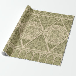Vintages Grünes Jugendstil-Blumenmuster Geschenkpapier