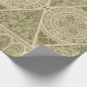 Vintages Grünes Jugendstil-Blumenmuster Geschenkpapier (Ecke)
