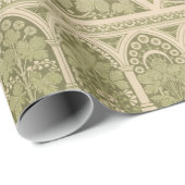 Vintages Grünes Jugendstil-Blumenmuster Geschenkpapier (Rolleneckpunkt)