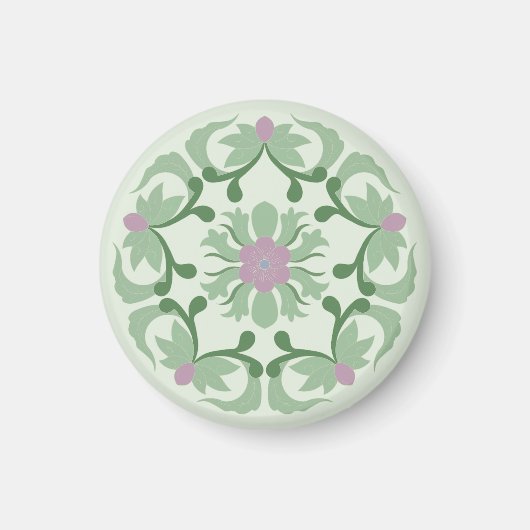 Vintages grünes Lotusmuster Magnet (Vorne)