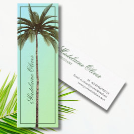 Vintages Grünes Palmenbaum Tropisches Elegantes Mini Visitenkarte