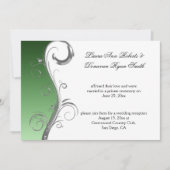 Vintages Grünes Silberes Verziertes Post Hochzeit Einladung (Vorderseite)