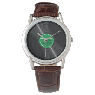 Vintages grünes Vinyl Record Album Retro Watch Armbanduhr