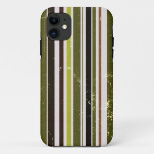 Vintages, grünes, weißes Streifenmuster iPhone 11 Hülle