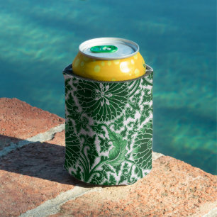 Vintages grünes Zierblumenmuster Dosenkühler