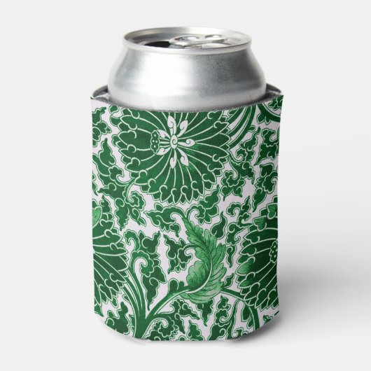 Vintages grünes Zierblumenmuster Dosenkühler (Kanne Vorderseite)