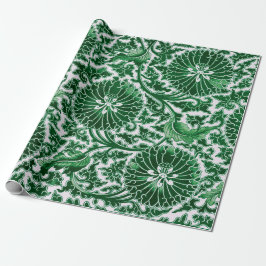 Vintages grünes Zierblumenmuster Geschenkpapier
