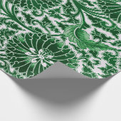 Vintages grünes Zierblumenmuster Geschenkpapier (Ecke)