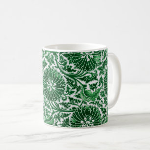 Vintages grünes Zierblumenmuster Kaffeetasse