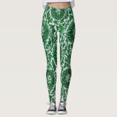 Vintages grünes Zierblumenmuster Leggings (Vorderseite)