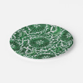 Vintages grünes Zierblumenmuster Pappteller (Schrägansicht)