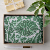 Vintages grünes Zierblumenmuster Seidenpapier (Geschenk)