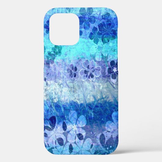Vintages Grunge blaues Blumenmuster Case-Mate iPhone Hülle (Rückseite)