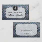 Vintages Grunge-Damast-Musik-Klavier-singenlehrer Visitenkarte (Vorne/Hinten)