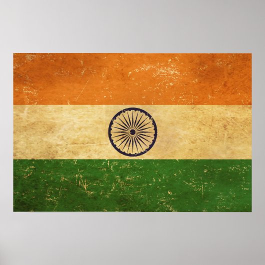 Vintages Grunge Design für indische Flagge Poster (Vorne)