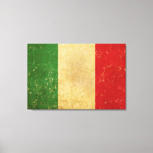Vintages Grunge-Design mit italienischer Flagge Leinwanddruck