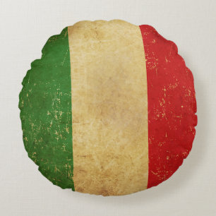 Vintages Grunge-Design mit italienischer Flagge Rundes Kissen