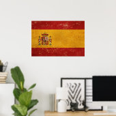 Vintages Grunge-Design mit spanischer Flagge Poster (Heimbüro)